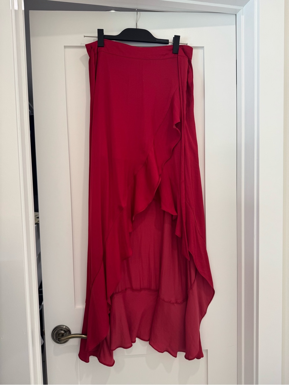 Red Ruffle Tie High-Low Skirt
